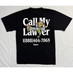 Market Studios MARKET‎ Men's Size M Call My Lawyer!" Graphic Black T-Shirt Tee